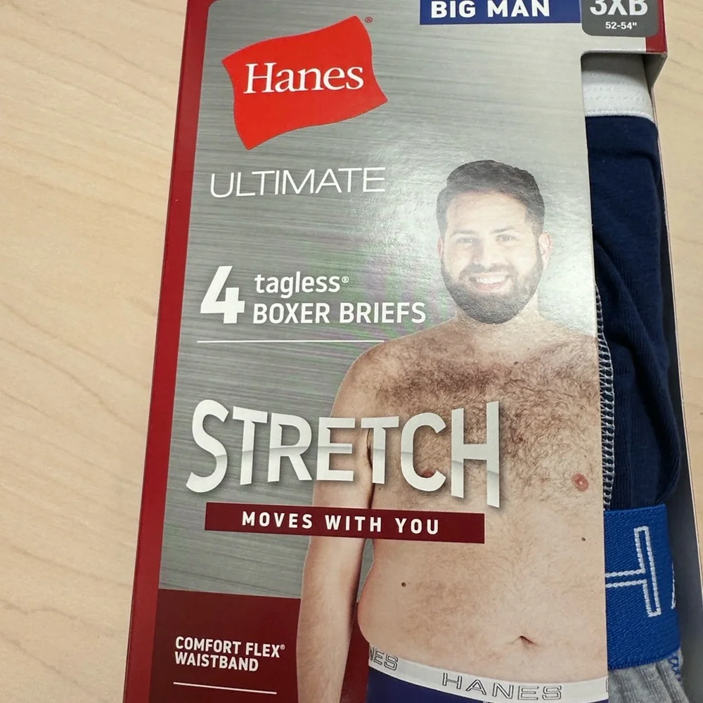 NWT 4PK Hanes Big Man Boxer Briefs 3XB